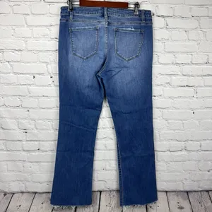 Kancan Women Size 31 Bootcut Crop Jeans Distressed Mid Rise Medium‎ Wash Raw Hem thumbnail 2