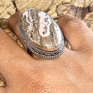 Rhodochrosite Ring Size 7 1/4 Brown thumbnail 4