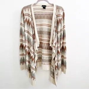 Wet Seal Cardigan Sweater LARGE western open Large Brown Beige Bohemian Cowgirl thumbnail 2