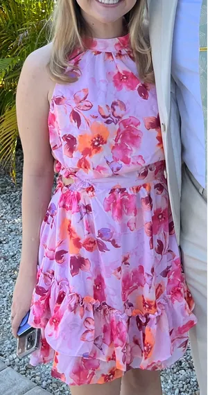 Lulus Sprung on You Lilac Floral Print Cutout Ruffle Mini Dress Lilac Floral Print S thumbnail 3