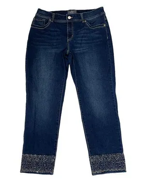 So Slimming By Chico's Womens Jeans Size 0.5 Capri Jeweled Ankles Blue 31X27 thumbnail 1