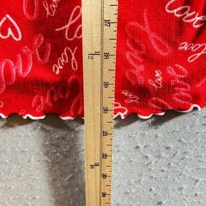 1250 | Heart Print Lettuce Trim Pajama Set Loungewear Red‎ Women XL 16-18 thumbnail 8