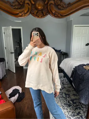 Peach 'Lake Life' Pullover Sweatshirt Pink Size L thumbnail 6