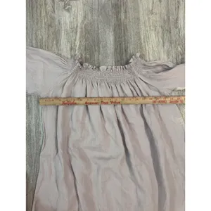 CAARA Off Shoulder Smocked Dress White Lace Trim Gauzy Boho Size S‎ thumbnail 5