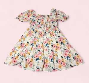 SHEIN Pink & Yellow Floral Off-Shoulder Midi Dress thumbnail 1