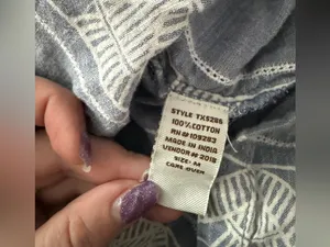Vintage America Blue Cotton Lace Up Peasant Boho Beach Blouse M thumbnail 5