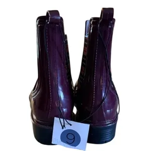 Burgundy Chelsea Ankle Rain Boots Size 9 Waterproof Plaid Elastic NWT thumbnail 4