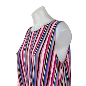Nine West Multicolor Pink Sleeveless Striped Round Neck Mini A Line Dress Sz 12 thumbnail 3