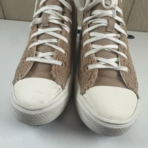 Converse Chuck Taylor All Star Platform Sherpa Sneakers Womens Sz 8.5 Beige Tan thumbnail 5