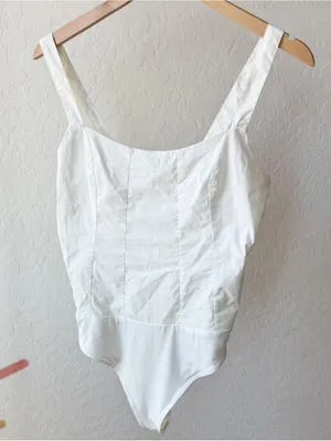 Good American Contoured Poplin Bodysuit White thumbnail 3