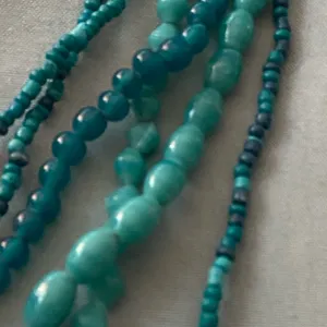 16” Multi Strand Necklace Turquoise Teal Green Blue Beads Various Sizes Vintage thumbnail 3