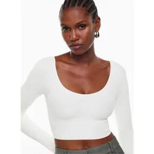 Aritzia ✨Babaton Sculpt Knit Scoopneck White Longsleeve Sz Small Top✨ thumbnail 2