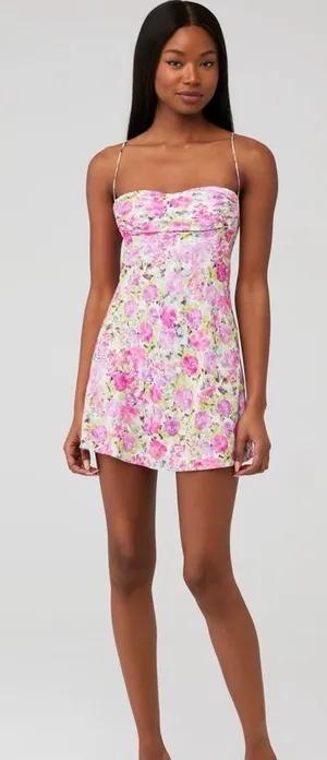 For Love & Lemons Floral Mini Dress med revolve luxury boning Paulina NWT $225 thumbnail 1