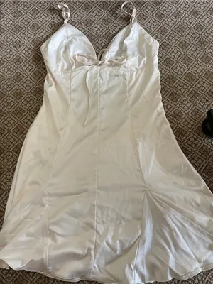 White Satin Slip Dress with Bow Detail thumbnail 1