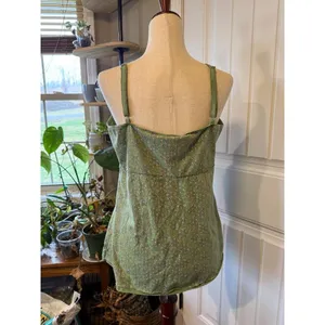 Womens Green Floral Ruffle Tank Top XL‎ thumbnail 2