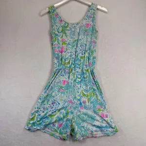 Lilly Pulitzer Women XXS Blue Tropical Beach Print‎ Skort Romper Style 001915 thumbnail 9