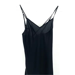 Sam Edelman Black Silky Satin VNeck Cross Tank Top Nightgown Slip Dress thumbnail 3