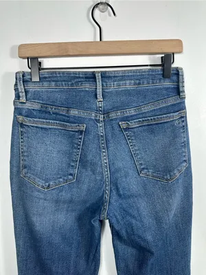 Sam Edelman The Stiletto High Rise Crop Boot Jeans Size 27 Medium Wash Raw Hem‎ thumbnail 7