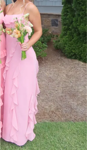 Azazie Bridesmaid Dress Pink thumbnail 2