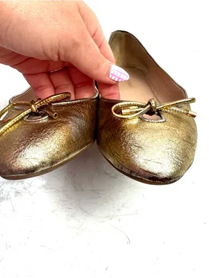 Stuart Weitzman Metallic Gold Ballet Flats Leather Size 7.5 thumbnail 4