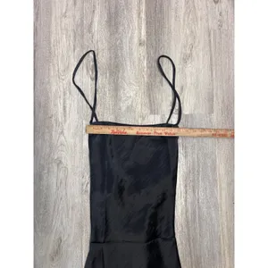 ASOS DESIGN Black Satin Lace Up Back Maxi Slip Dress Square Neck US 6‎ UK 10 thumbnail 5