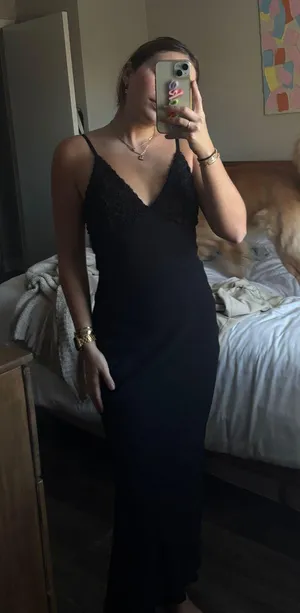 Target Mixed Material Black Maxi Dress thumbnail 1