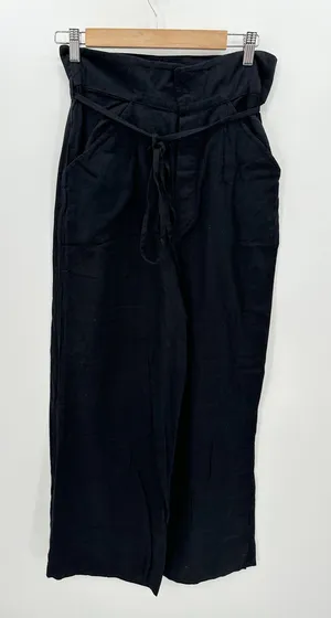 Free People Women Linen Trousers Small Black Lyla Wide Leg‎ Loose NWT thumbnail 1