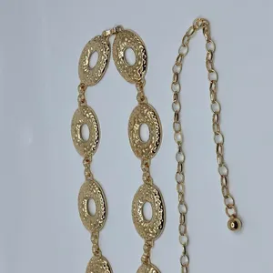 Vintage Y2K Boho Gold Hammered Open Oval Chain Belt, Up to 42.5 Inches, X7GA1146 thumbnail 7