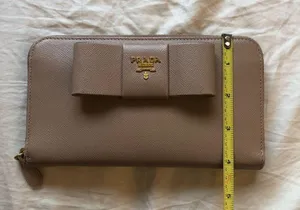 Prada Saffiano Ribbon Bow Zip Around Wallet thumbnail 8