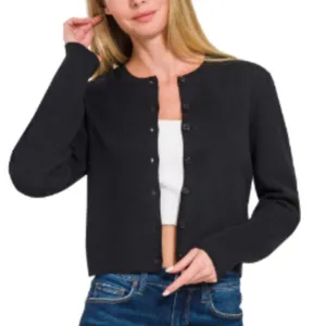Zenana ✨NWT Button-Front‎ Crewneck Long Sleeve Cropped Cardigan thumbnail 3
