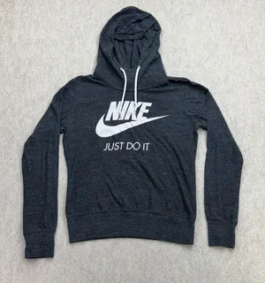 Vintage Nike Hoodie Womens M Gray Y2K Just Do It Athleisure Sporty Streetwear thumbnail 1