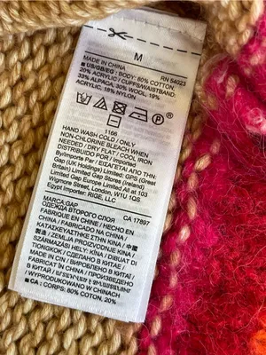 GAP Tan Crewneck Sweater with Pink & Orange Trim thumbnail 10