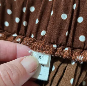 Exlura Brown Polka Dot Pleated Midi Skirt with Smocked Waist Size XL thumbnail 6