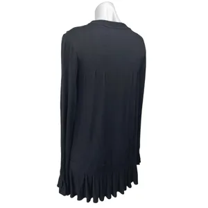 Free People Your Girl Black Long Sleeve Ruffle Henley Tunic Blouse Top Size XS thumbnail 2