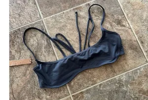Skims Signature Swim Micro Scoop Bikini Top Gunmetal Size XL thumbnail 6
