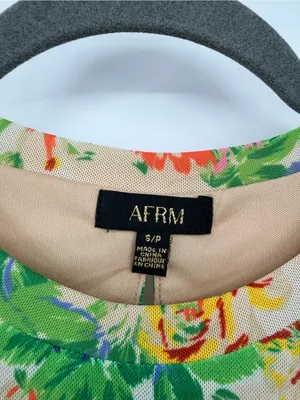 AFRM Floral Mesh Tiered Mini Dress‎ Small Long Sleeve Babydoll Multicolor thumbnail 8