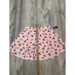 Disney Hot Topic Stitch Pizza Donut Pink Skater Skirt Pockets Plus Size 2 NEW‎ thumbnail 6