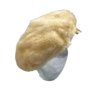 Lord &‎ Taylor Vtg Cream Fur Beret Hat w/Bow and Comb Ski Apres Winter Mod Chic thumbnail 2