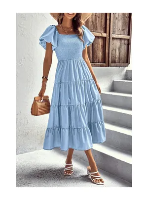 PrettyGarden Summer Puff Sleeve Midi Dress thumbnail 5
