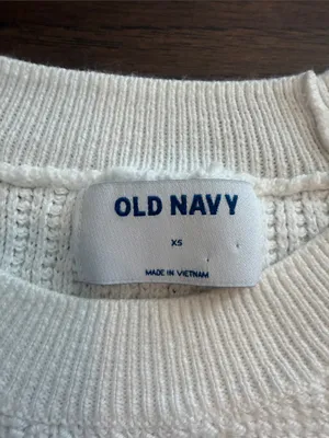 Old Navy Cream Sweater with Navy Stripes - Crew Neck Size XS - C58-022 thumbnail 2