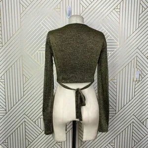 REFORMATION Jupiter Metallic Crop Top‎ In Black Sparkle Size US Small thumbnail 9