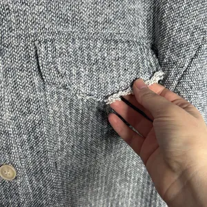 Bohme Polgram by Wellmade Inc.Gray Woven Schacket frayed hems Button down Size M thumbnail 5