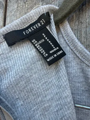 Forever 21 Light Gray Short-Sleeve Knit Wide Leg Jumpsuit Elastic Waistband S thumbnail 8
