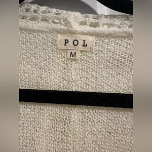 POL open knit crochet top hoodie oversized cream M thumbnail 6