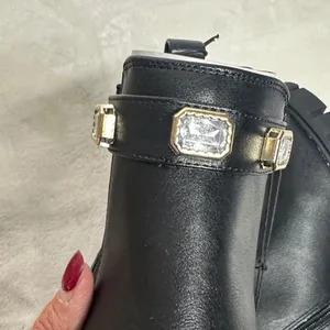 Stylish Black Ankle Boots with Gem Details Size 9 thumbnail 4
