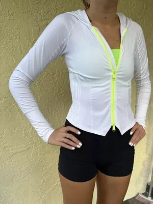FREE PEOPLE Movement Playin For Keeps Zip Jacket in White Combo Size X-Small NWT thumbnail 1