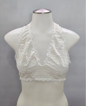 White Romantic Boudoir Bridal Cottage Lingerie Feminine Floral Lace Bra Medium thumbnail 1