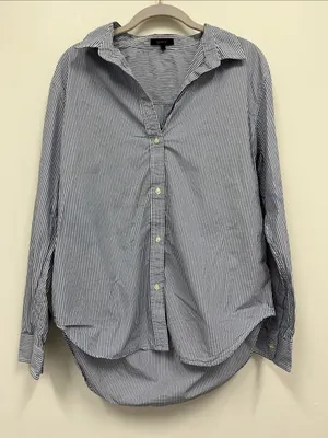 Quince 100% Organic Cotton Poplin button down blue/white stripe shirt size M thumbnail 1