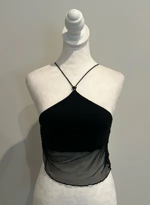 White Fox Black String Halter Top thumbnail 1
