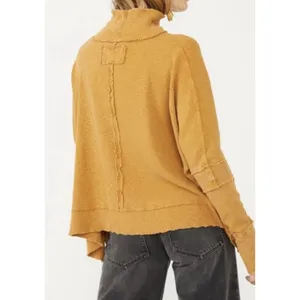 We The Free Free People Waffle Knit Poncho Top S Mock Neck Thumb Hole Rust thumbnail 3